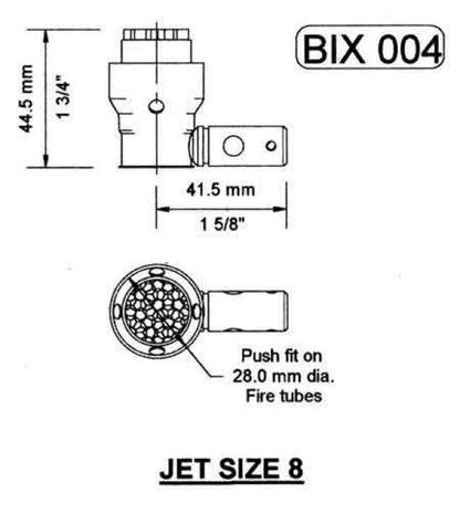 BIX 4 - Firetube Burner Suitable for 28mm & 35mm Firetube