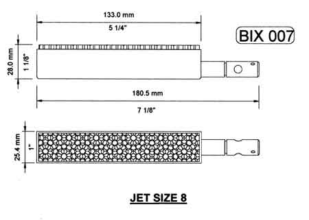 BIX 7 - Burner for Stuart Boiler 504 5_ in. x 1 in. x 1 1/8 in. Rectangular Burner Gas Jet 8