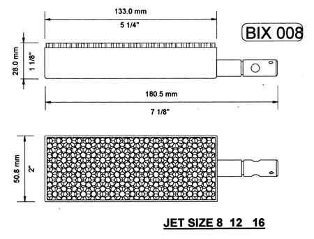 Bix 8 - Burner for Stuart Boiler Mendip 5_ in. x 2 in. x 1 1/8 in. Rectangular Burner