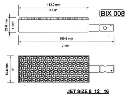 Bix 8 - Burner for Stuart Boiler Mendip 5_ in. x 2 in. x 1 1/8 in. Rectangular Burner