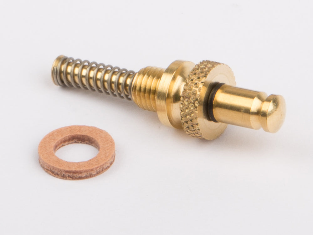 Spring loaded safety valve, after 1990, screw M 6 x 0,75 fine thread, brass for Wilesco For the models with polished brass boiler