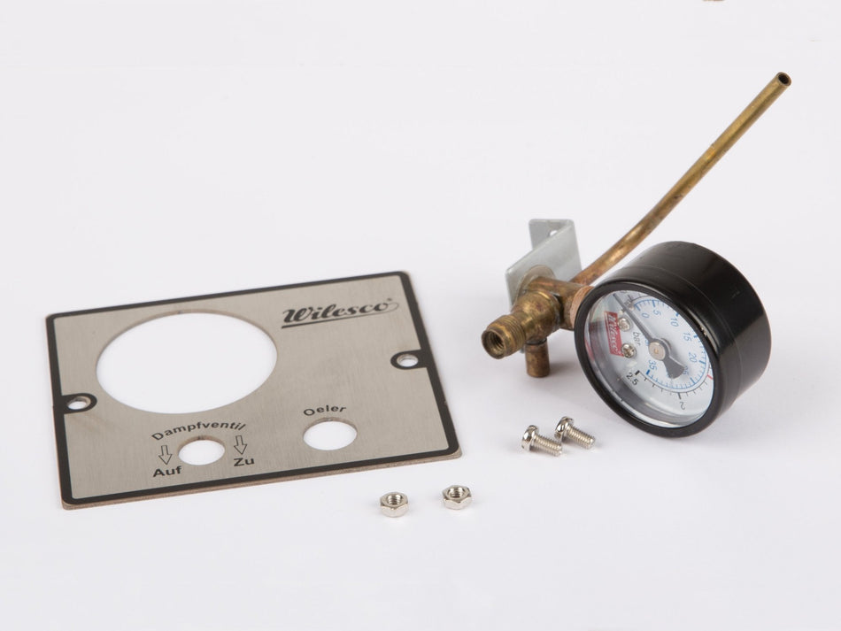 Manometer thread M6, diam. 35 mm, connecting tube and control panel for soldering
 for Wilesco D 24