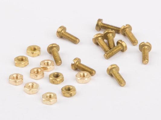 Screws and nuts M2, each 10 pc., brass for Wilesco