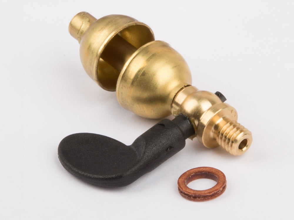 Dome steam whistle, brass, thread M5 with plastic handle for Wilesco D 4, 12 (from2021), 106, 456