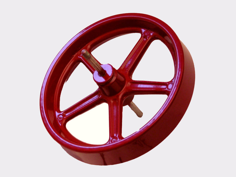 Wilesco 01993 Flywheel, 100 mm diameter, red, with axle for Wilesco D 21